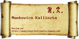 Maskovics Kalliszta névjegykártya